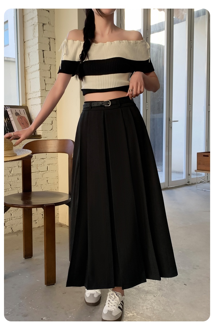 Slim A-line business suit high waist pleated skirt for women