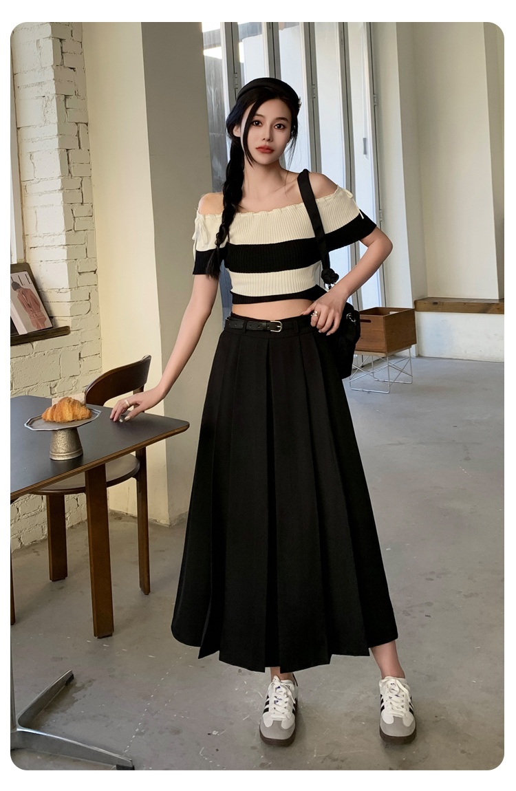 Slim A-line business suit high waist pleated skirt for women