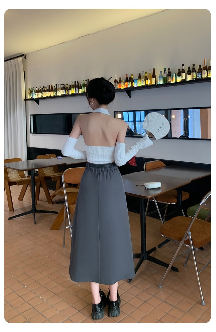 Slim A-line business suit high waist pleated skirt for women