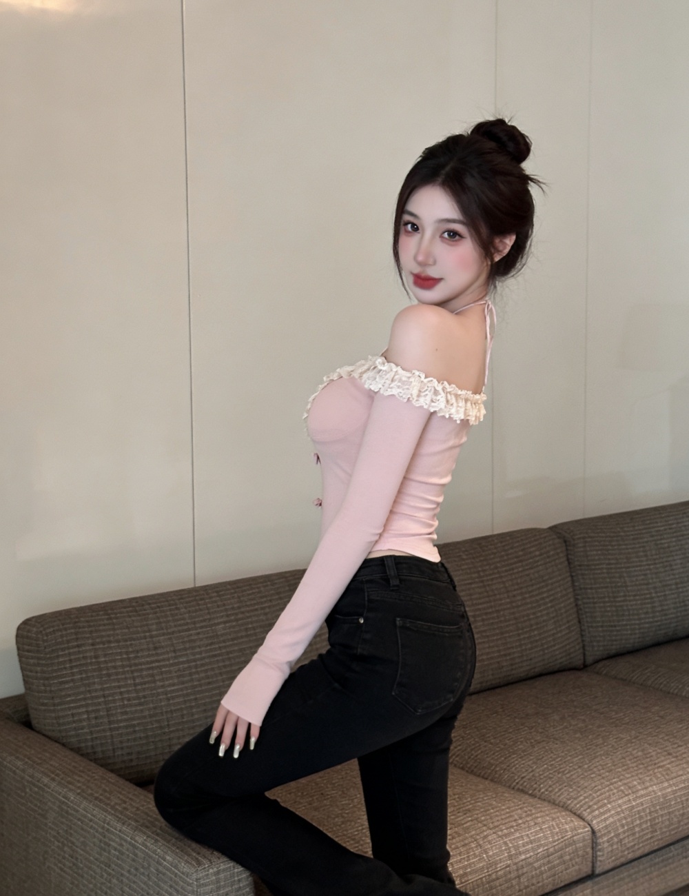 Short strapless T-shirt fashion tops for women