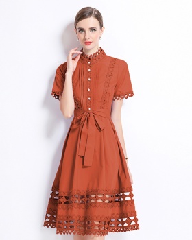 European style lace stand collar fashion dress