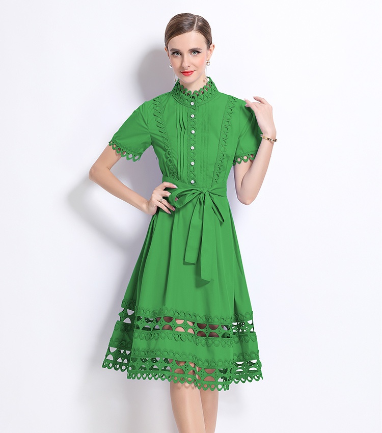 European style lace stand collar fashion dress