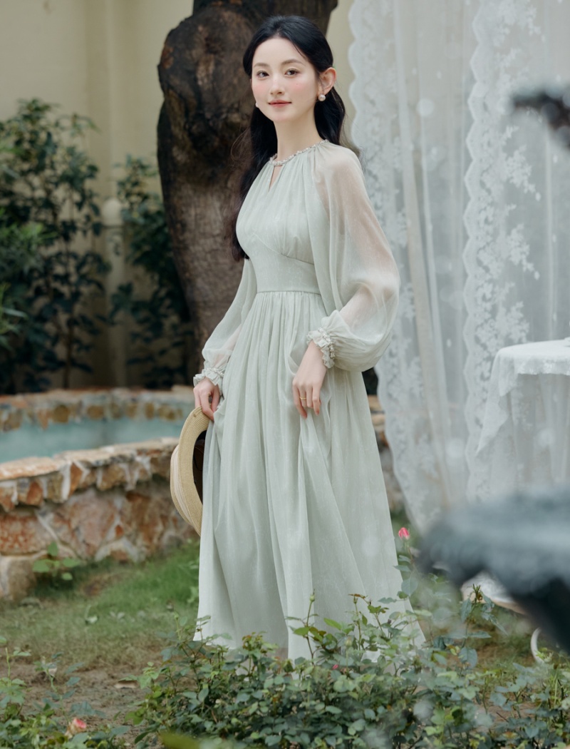 Lady niche frenum temperament tender beading dress