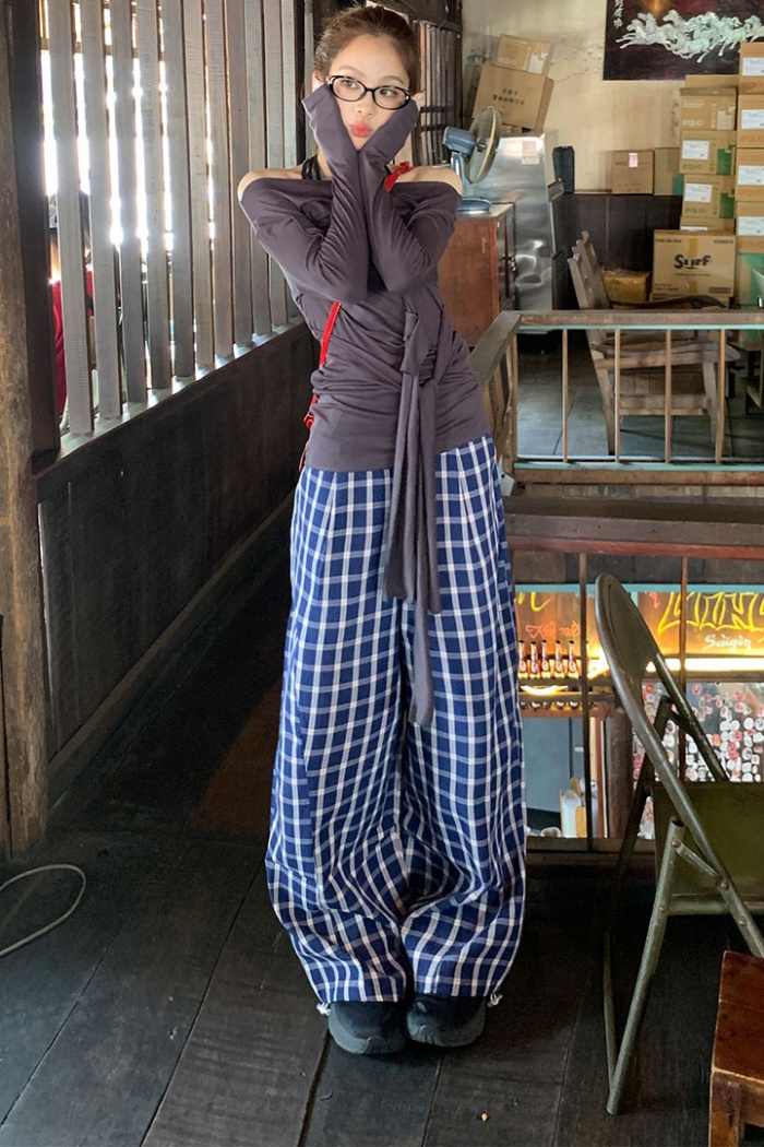 Korean style loose pants high waist casual pants for women