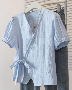 All-match irregular large yard frenum summer shirt for women