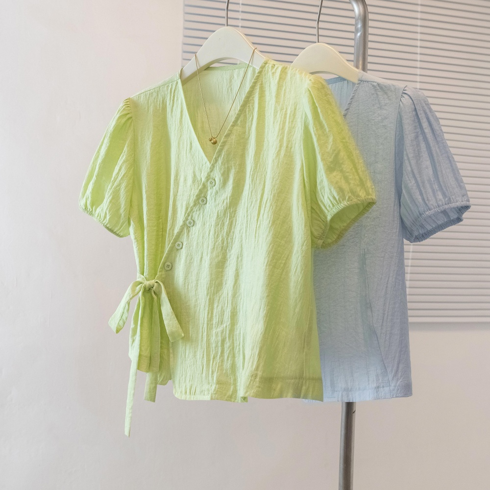 All-match irregular large yard frenum summer shirt for women