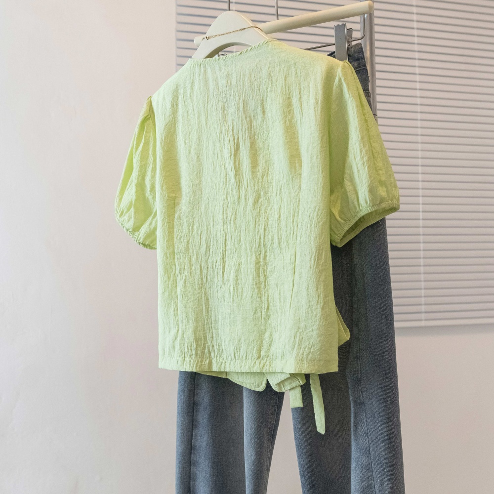 All-match irregular large yard frenum summer shirt for women