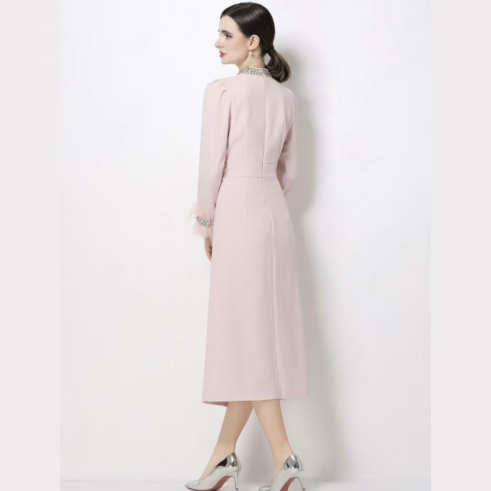 Light spring slim A-line elegant elmo sleeve dress