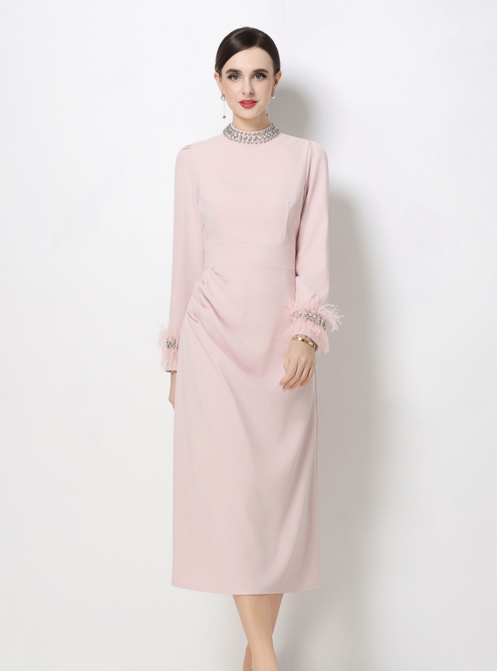 Light spring slim A-line elegant elmo sleeve dress