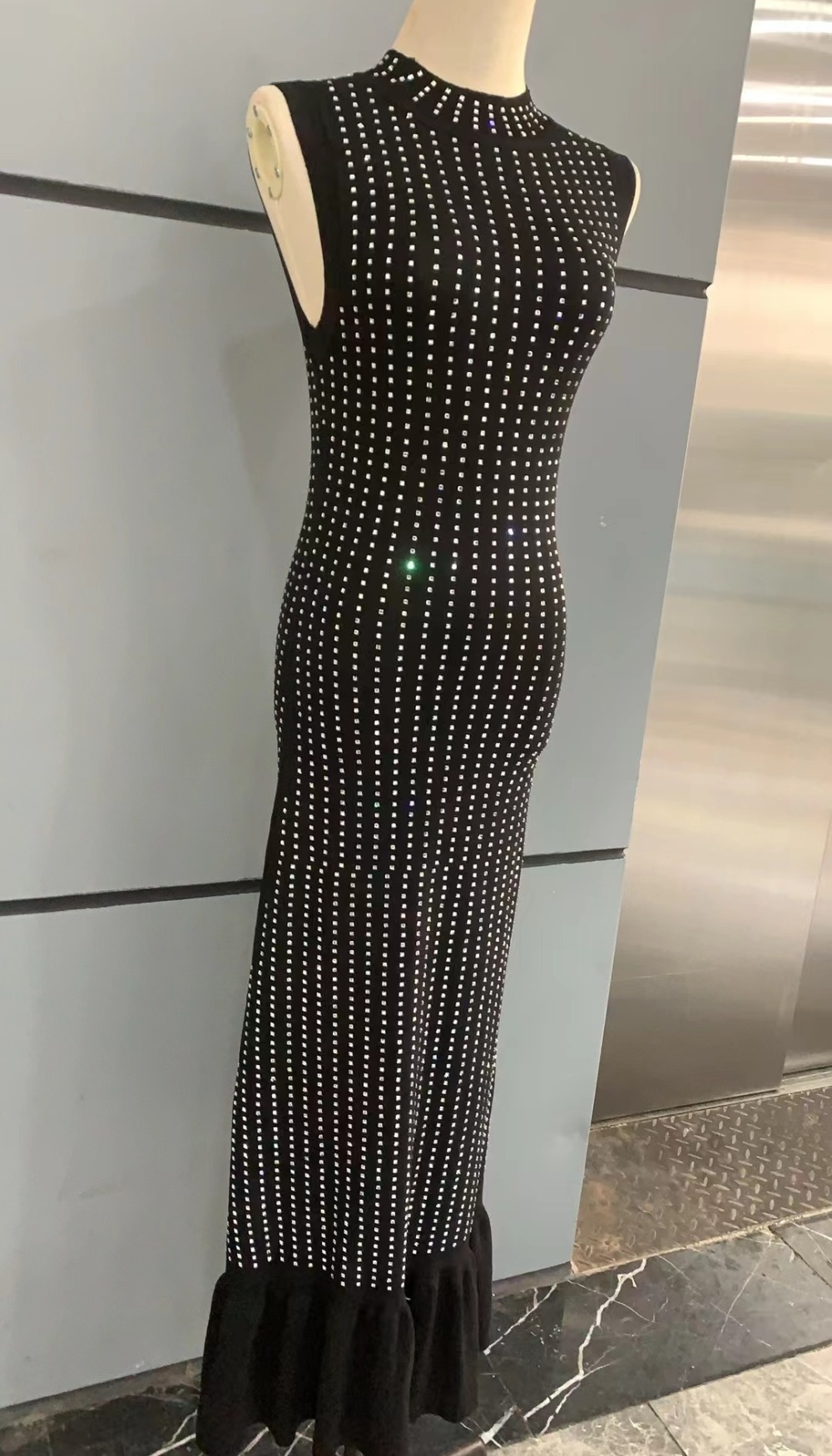 France style vest round neck long dress for women