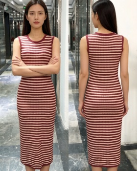 European style stripe summer simple slim dress