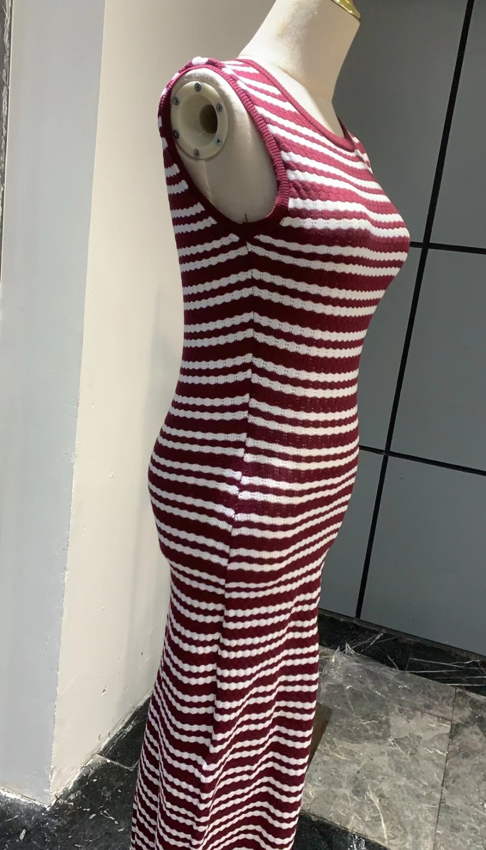 European style stripe summer simple slim dress