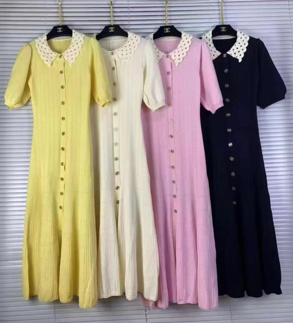 A-line lantern sleeve dress fashionable knitted long dress