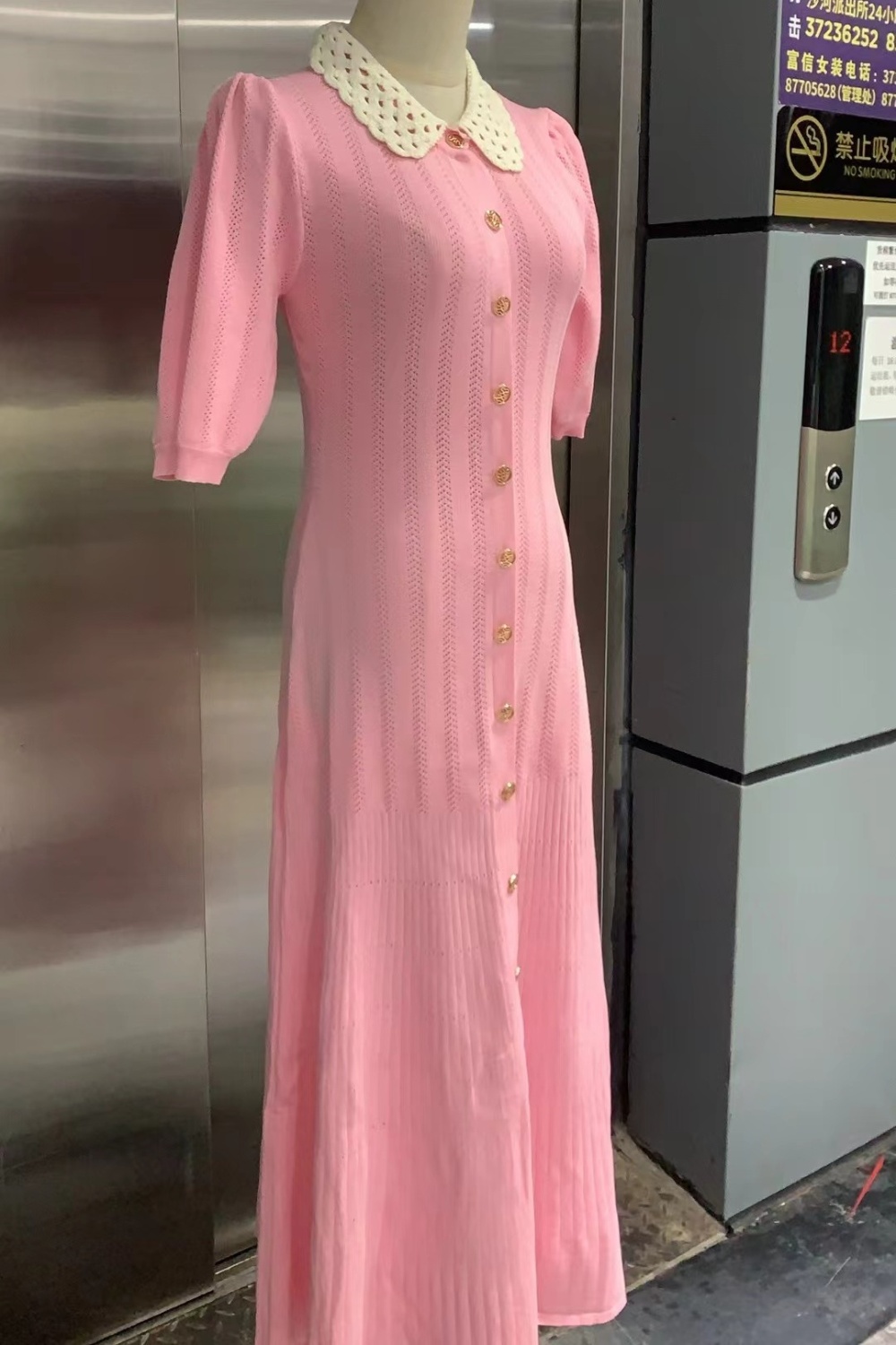 A-line lantern sleeve dress fashionable knitted long dress