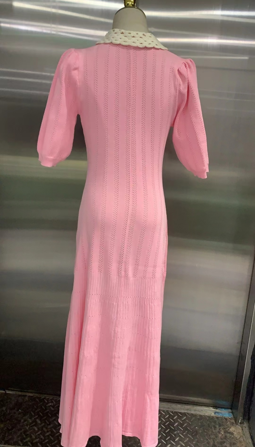 A-line lantern sleeve dress fashionable knitted long dress