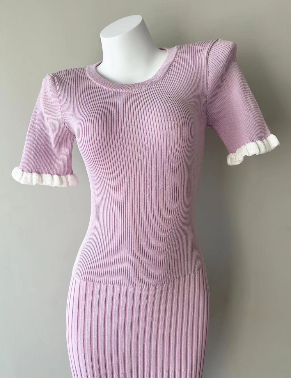 Package hip retro slim knitted mixed colors dress