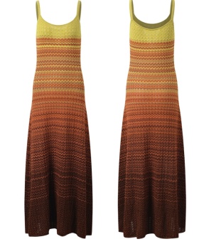 Knitted summer sling discolor seaside vacation fresh dress