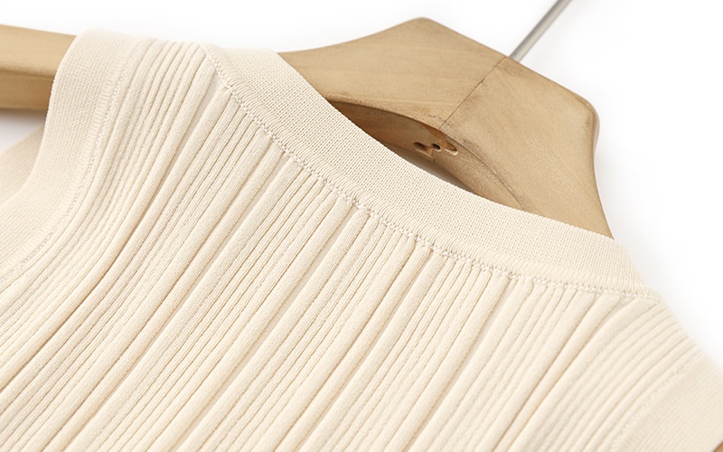 Split long summer knitted sleeveless pinched waist dress