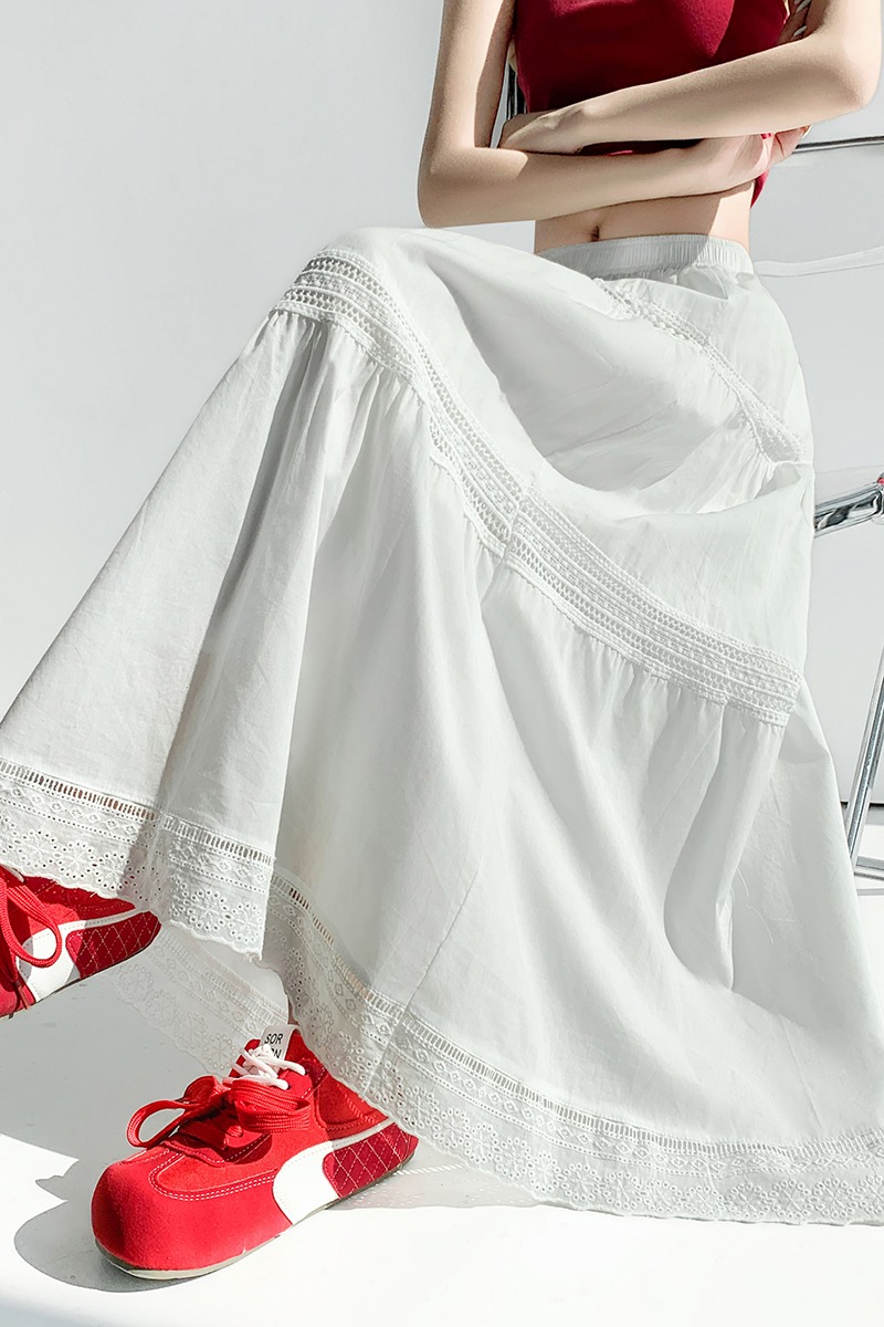 Long lace summer thick and disorderly skirt for women