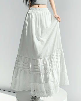 Cake big skirt hollow long dress splice white skirt for women