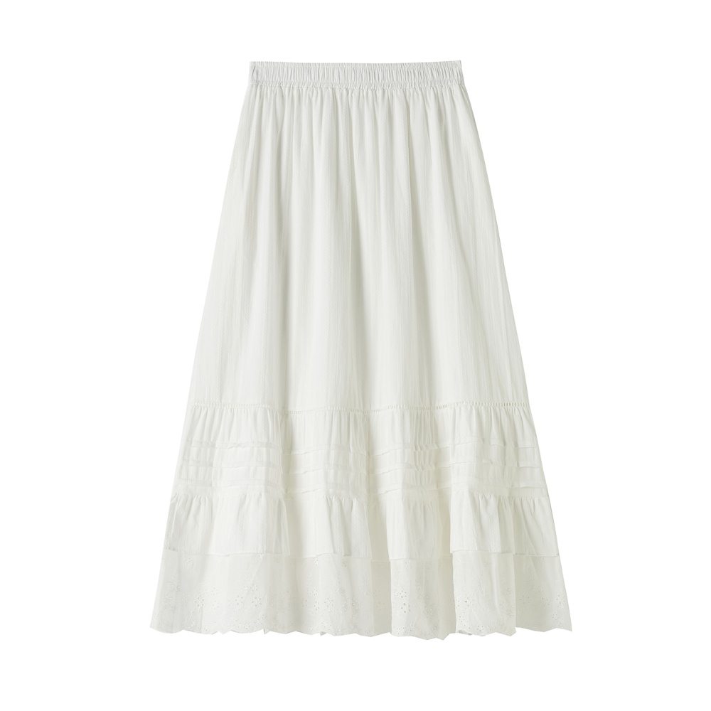 Cake big skirt hollow long dress splice white skirt for women