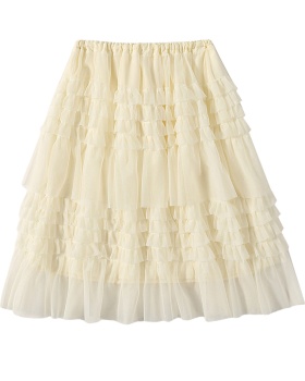 Cake splice wood ear gauze summer skirt for women
