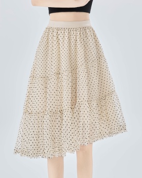 A-line irregular long dress polka dot skirt for women
