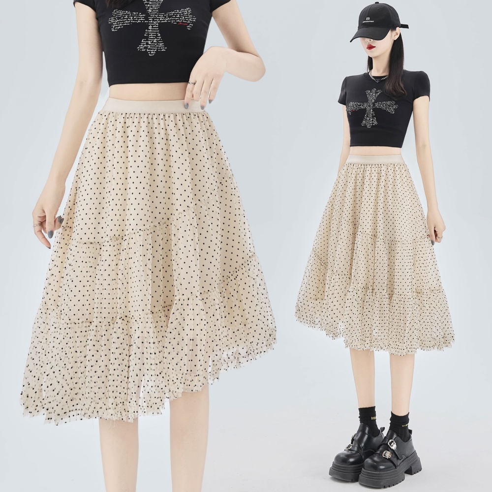A-line irregular long dress polka dot skirt for women