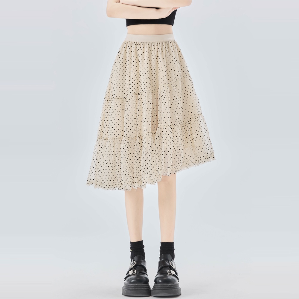 A-line irregular long dress polka dot skirt for women
