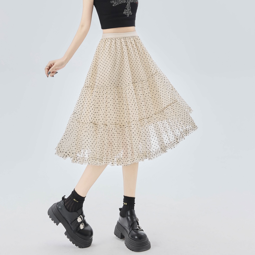 A-line irregular long dress polka dot skirt for women