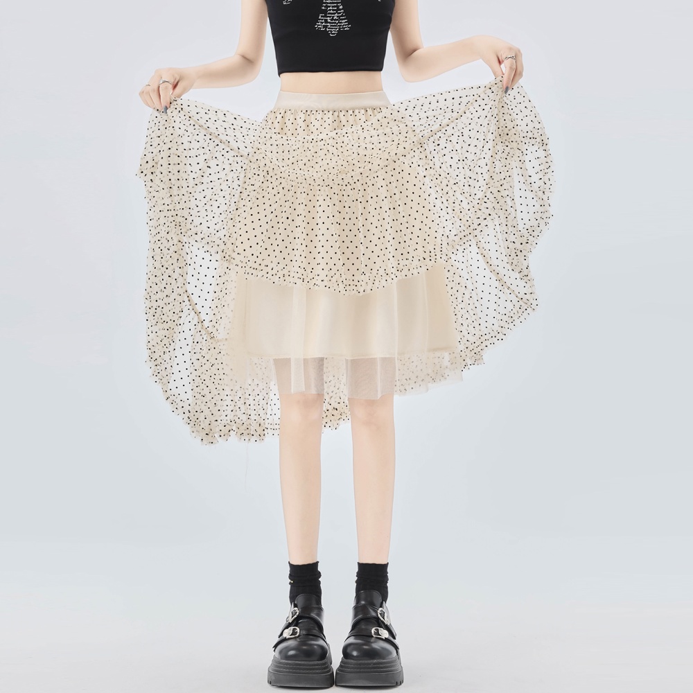 A-line irregular long dress polka dot skirt for women
