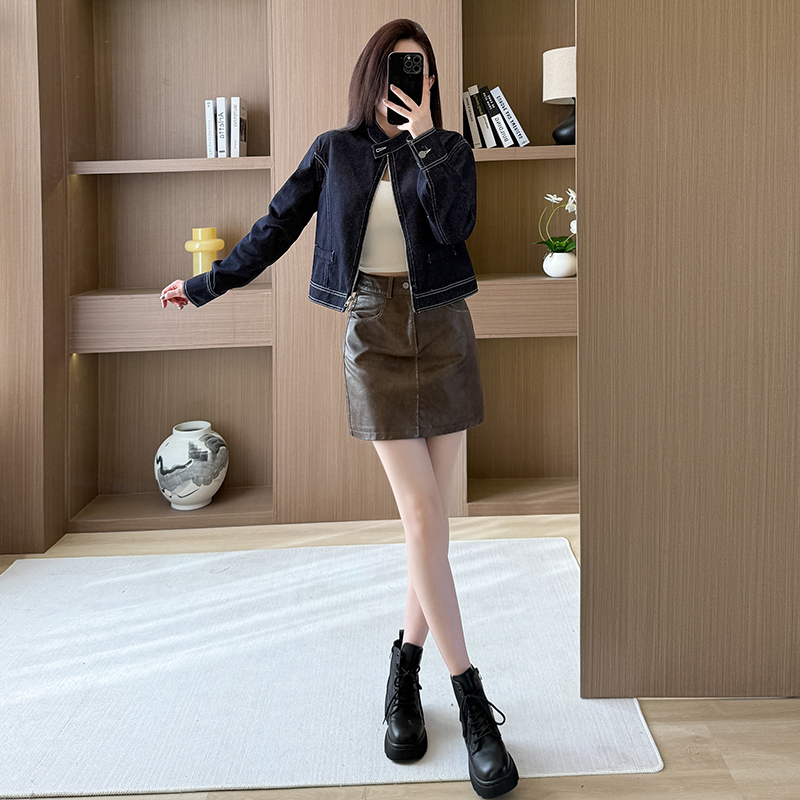 Slim autumn denim jacket commuting fashion work clothing