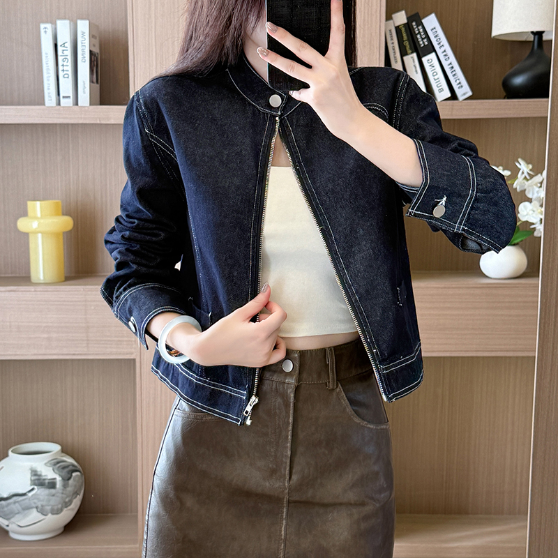 Slim autumn denim jacket commuting fashion work clothing