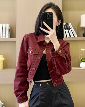 American style denim Casual loose red autumn jacket