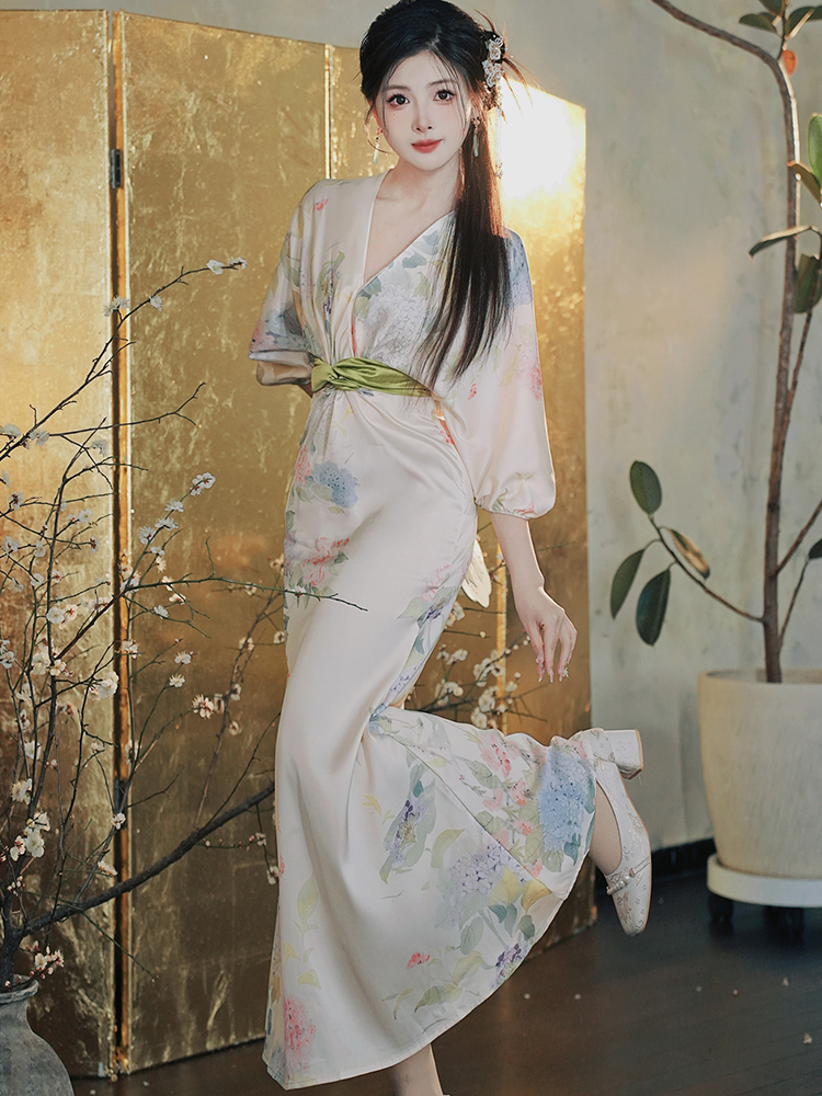 Chinese style long dress light luxury dress for women