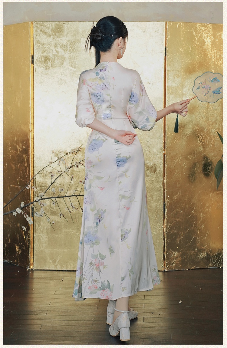 Chinese style long dress light luxury dress for women