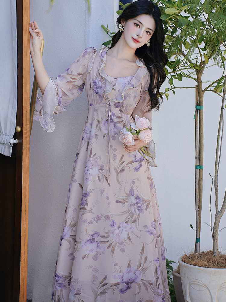 Vacation temperament seaside irregular dress