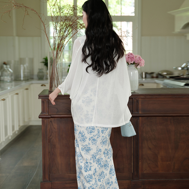 Cotton printing Chinese style slim cheongsam 2pcs set