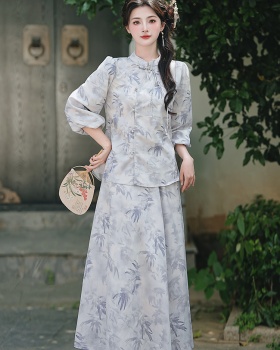 Temperament skirt plain jane tops a set for women