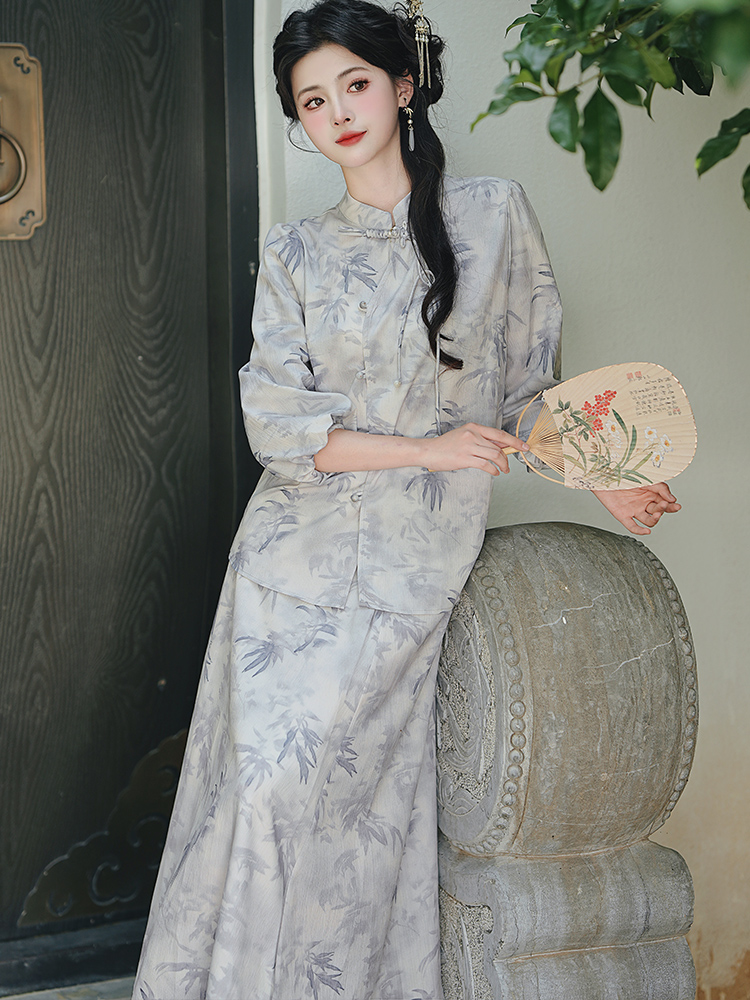 Temperament skirt plain jane tops a set for women