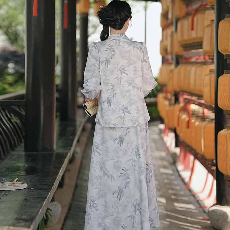 Temperament skirt plain jane tops a set for women