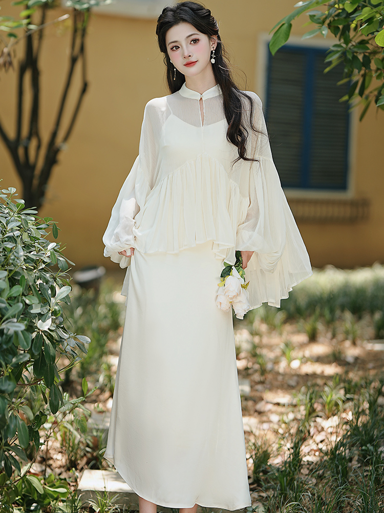 France style loose summer Chinese style dress 2pcs set