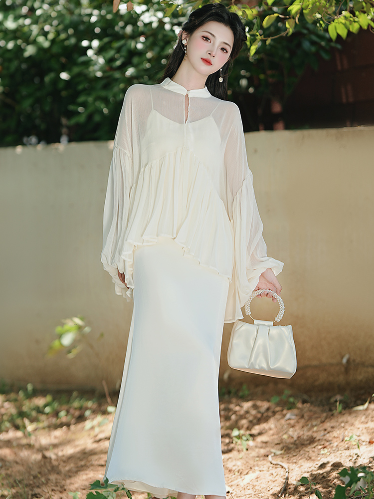 France style loose summer Chinese style dress 2pcs set