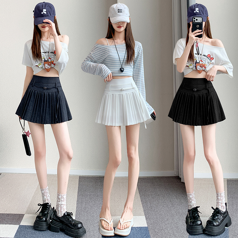 A-line short skirt pleated skirt for women