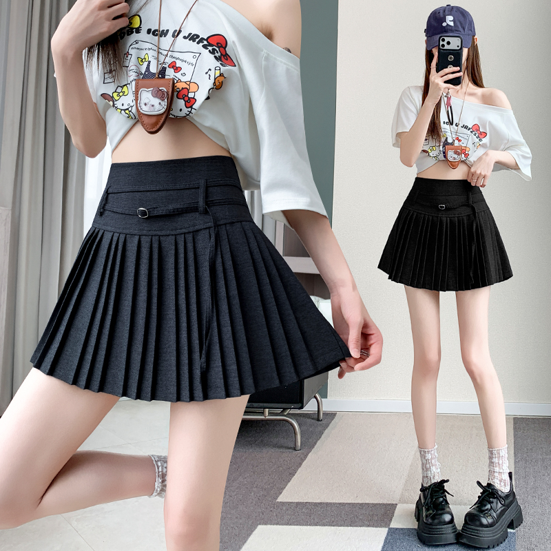 A-line short skirt pleated skirt for women