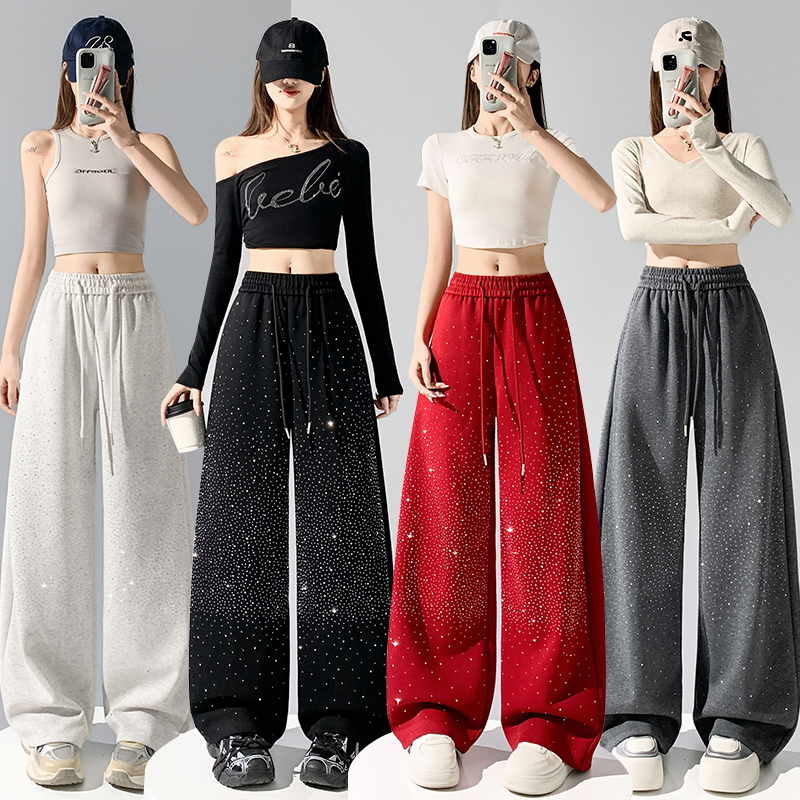 Starry sky rhinestone pants starry wide leg pants for women