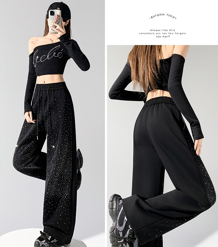 Starry sky rhinestone pants starry wide leg pants for women
