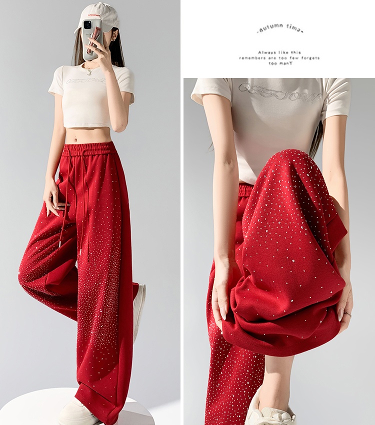 Starry sky rhinestone pants starry wide leg pants for women