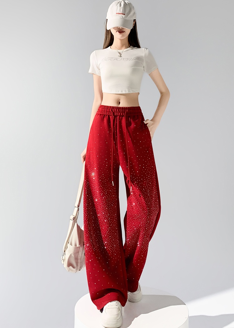Starry sky rhinestone pants starry wide leg pants for women