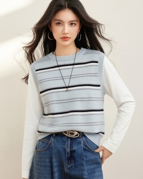 Slim long sleeve sweater Pseudo-two tops for women